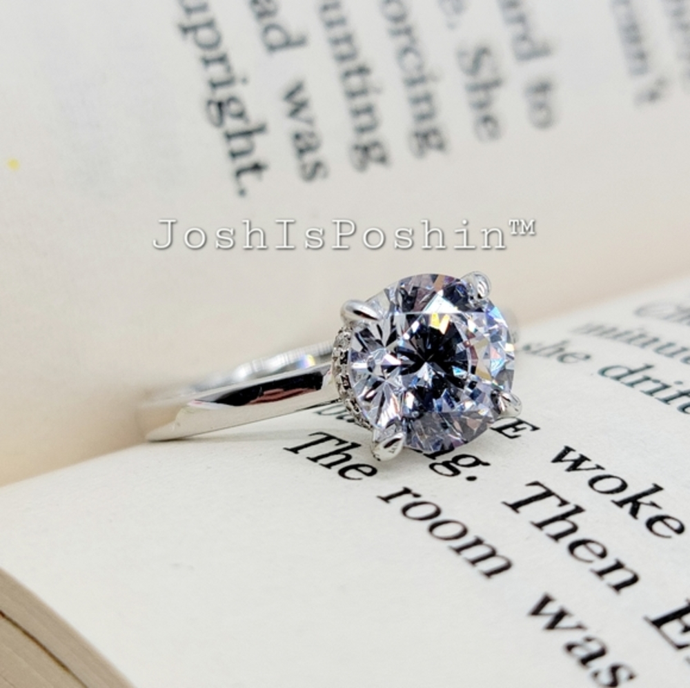 1.5ct hidden halo diamond ring in 18K white gold over sterling silver